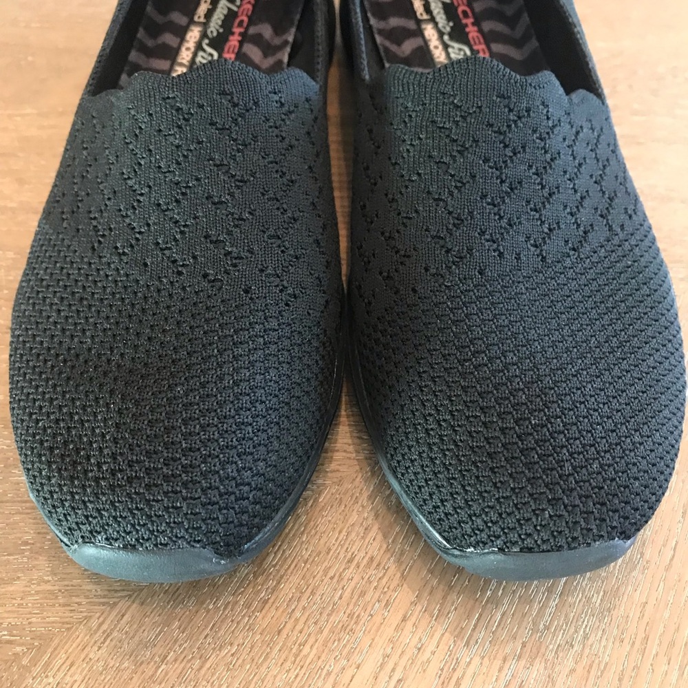 Skechers Black Slip-On Knit Sneakers - Picture 4 of 12